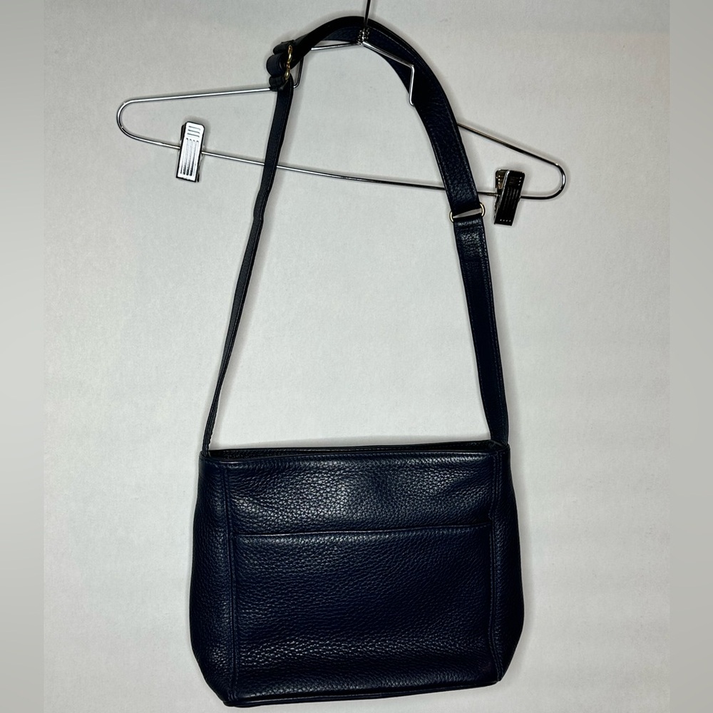 Coach Sonoma Pocket Zip Navy Blue Pebbled Leather Adjustable Crossbody Bag Vtg